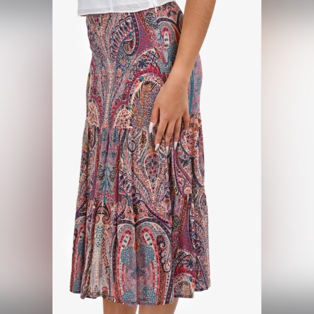 Philosophy • Women's Vibrant Multicolor Paisley Floral Midi Skirt